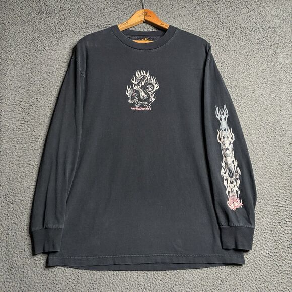 Vintage Y2K Top Heavy Shirt Mens Large Tribal Year Of The Dragon Jnco Faded LS - Picture 1 of 16